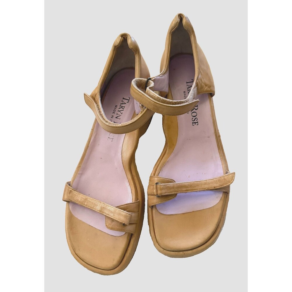 Taryn Rose Italy Tan Leather Strappy Platform Shoes Size 10M